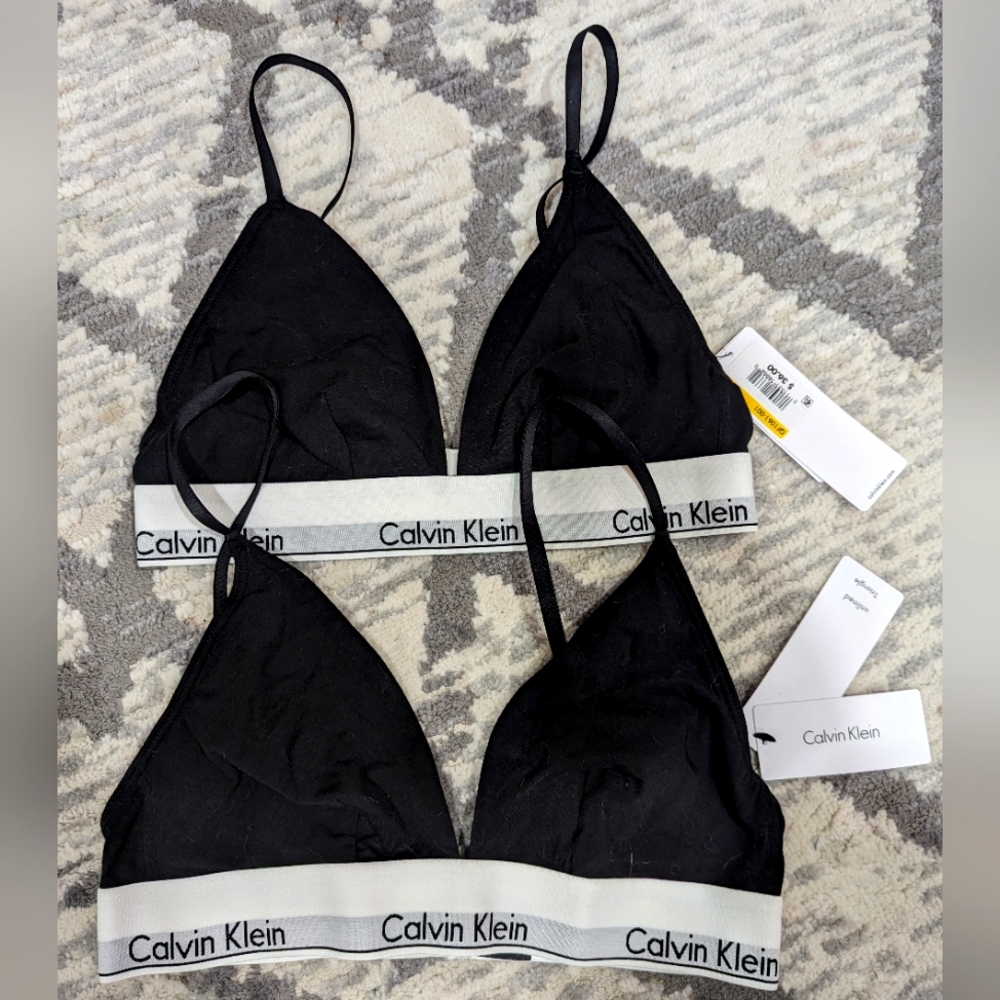 2 x Calvin Klein Women's Modern Cotton Lightly Lined Triangle Wireless Bralette